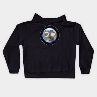 Robin Redbreast in Space Bird Illustration Kids Hoodie